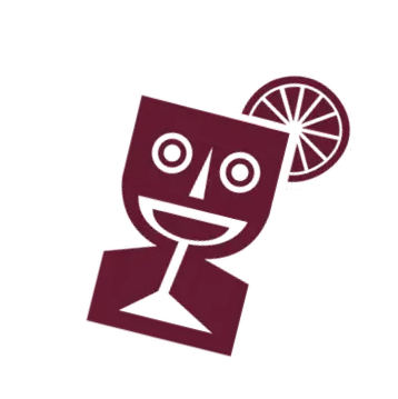 Illustration of a smiling face formed by a cocktail glass with a lemon wheel