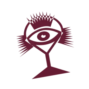 Illustration of a cocktail glass with an eye and spiky lashes